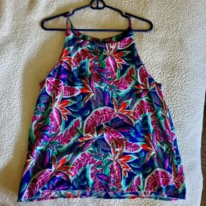 Spaghetti strap tropical tank top